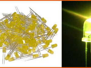 Yellow Leds 3mm (Light Emitting Diodes). Pack of 100 Leds.